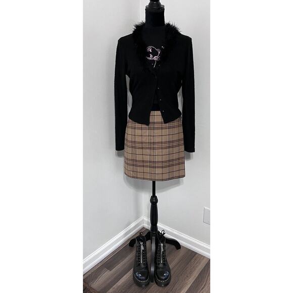 90s Vtg Cardigan Sweater Medium Feather Trim Y2K Whimsigoth Fairy Grunge Gothic - Picture 1 of 13